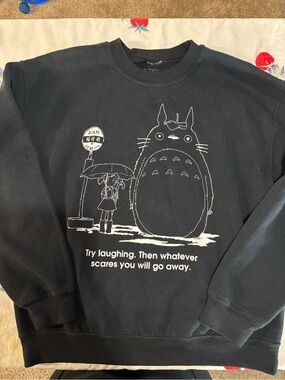 Black Totoro Graphic Sweatshirt - White Print
